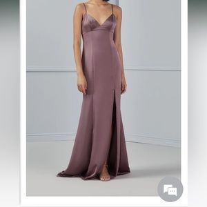 COLOR: BLACK  gown with slit. Amsale Briar